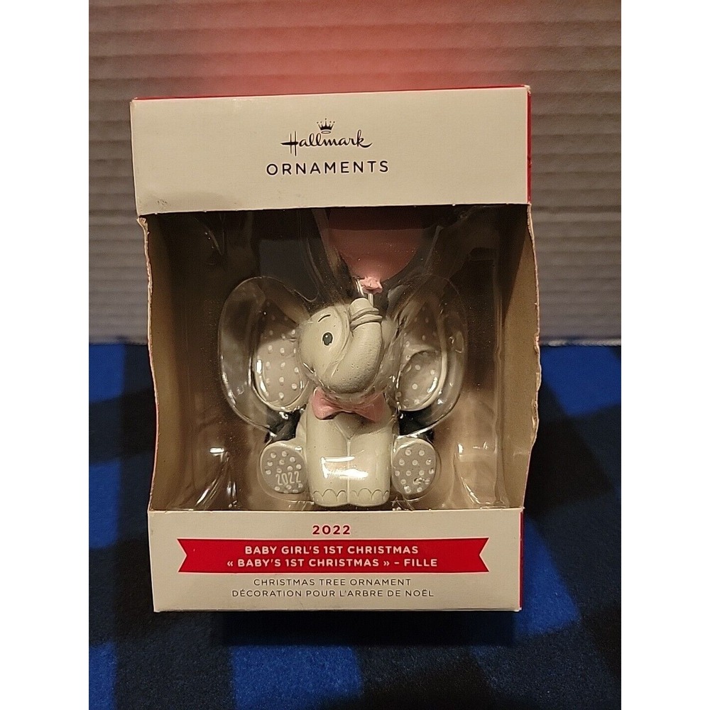 Hallmark Ornament (Baby Girl's First Christmas Elephant 2022)